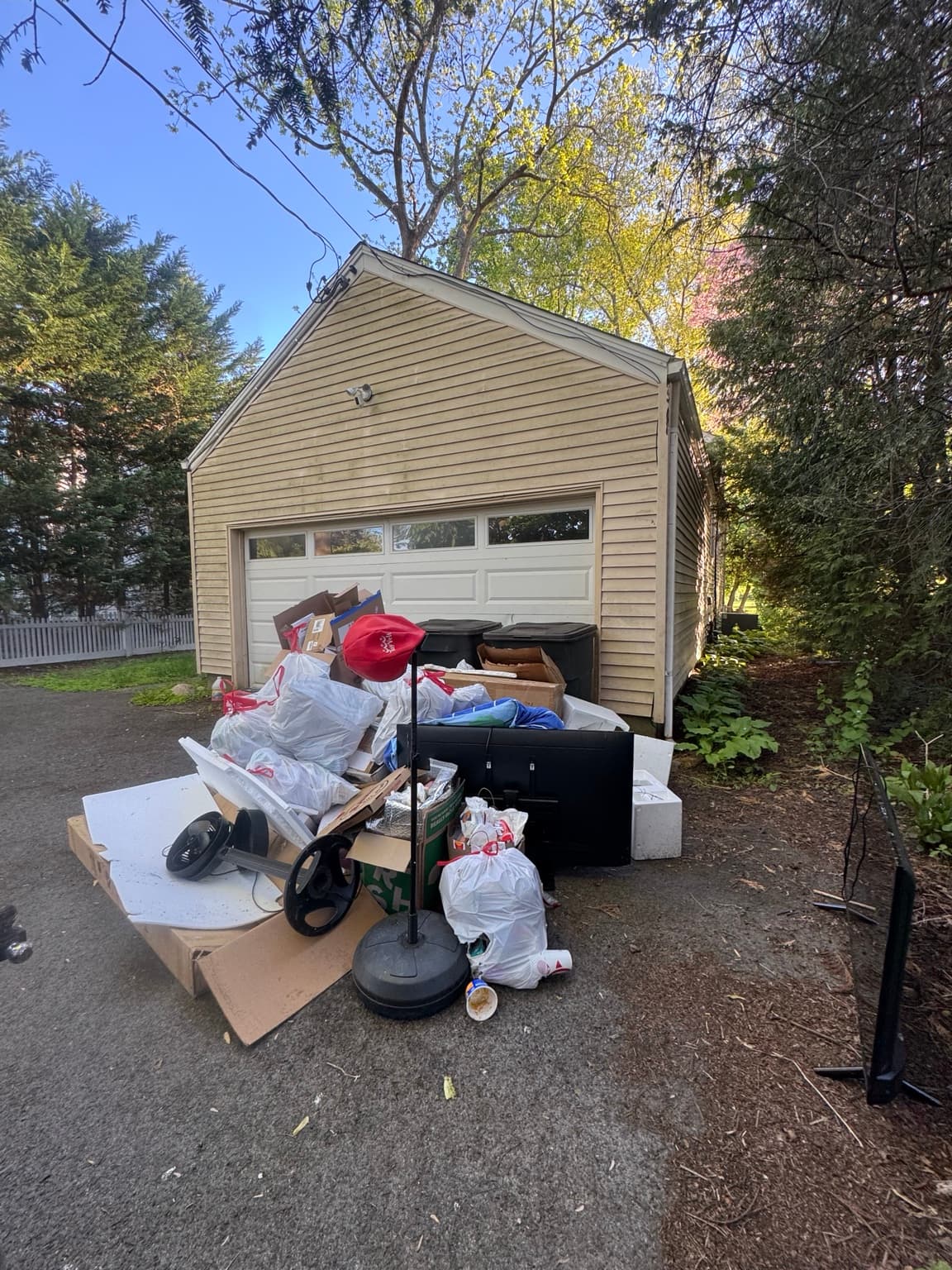 Pile of unwanted items before Junkfire removal